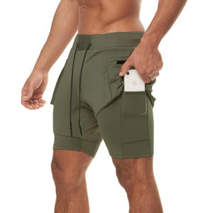 Último diseño verano 2 en 1 pantalones cortos hombres gimnasio Fitness correr pantalones cortos casual Hombre entrenamiento corto DDP envío - Product Image 6