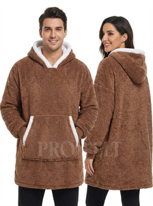 Fabricant de vêtements sur mesure, sweat à capuche en sherpa avec bordure blanche, polaire confortable, hiver chaud, épaules tombantes, sweat à capuche surdimensionné unisexe - Product Image 6