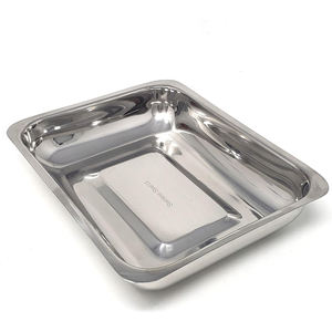 Plateau pour instruments médicaux vétérinaires dentaires en acier inoxydable 304, manuel, réutilisable, bords lisses, pour les utilisations en chirurgie générale à l'hôpital - Product Image 1