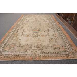Alfombra de lana turca Vintage de 3,9x6,6 pies, diseño de retales verde Beige, técnica de tejido plano para decoraciones de sala de estar, látex de 4m - Product Image 2