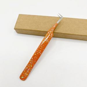 Venta al por mayor pinzas tipo L con purpurina pinzas para pestañas de agarre de diamante de acero inoxidable de alta calidad logotipo personalizado sostenible - Product Image 2