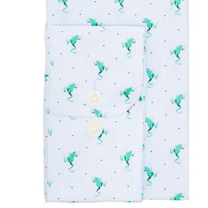 Camicia Elegante da Uomo Bar III Slim Fit Elasticizzata a Righe, 100% Cotone Popeline Antipiega, Taglia S Blu - Product Image 2