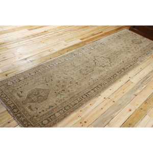 3,7x12,5 ft Vintage Turkish Rug, Runner Rug, <b>Brown</b> <b>Wool</b> Rug - Product Image 2