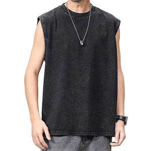 Camiseta sin mangas de poliéster grueso con cuello alto y logotipo personalizado para hombre, estilo oversize, holgada, para gimnasio y entrenamiento - Product Image 3