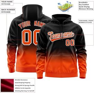 Custom Logo Embroidered Dyed Sublimation Gradient Zip Hoodie Men 3D Printed Team Name Number Training Sweatshirt Ombre <b>Jacket</b> - Product Image 3