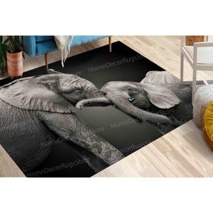 Tapis imprimé vibrant : fin, à motifs, luxueux, safari, animal, éléphants, amour, paillasson, doux, personnalisé, décoration intérieure, tapis fin non tissé - Product Image 1