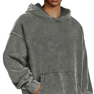 Sudaderas con capucha de gran tamaño para hombre, Sudadera con capucha de algodón con cuello y cordón - Product Image 1