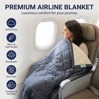 Couverture d'avion matelassée durable en polyester recyclé RPET, couverture de voyage durable pour l'avion, vente en gros