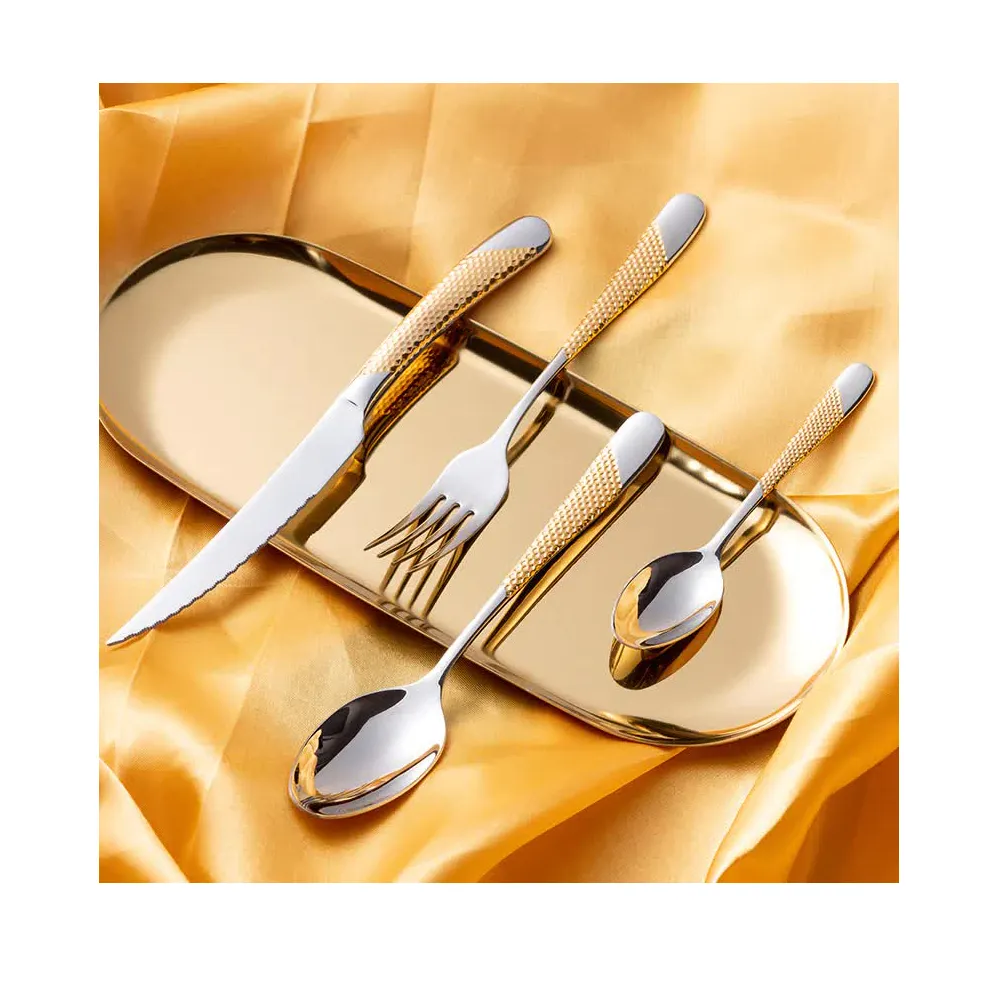 Conjuntos de talheres de prata aço inoxidável, artesanal, para utensílios de mesa, talheres de metal usado, melhor venda, conjunto de talheres para eventos