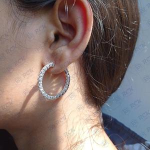 ห่วงเพชรมอยส์ซอไนต์ทรงกลมตัดขนาดใหญ่925เดี่ยวขนาดใหญ่ต่างหูเงินสเตอร์ลิงชุดปาร์ตี้ของขวัญวันเกิดสำหรับผู้หญิง - Product Image 4