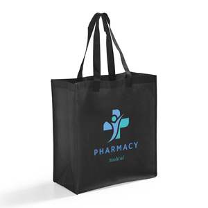 Medium Size Customized Logo Tote <b>Bags</b> for Shopping Advertising Recyclable Grocery <b>Bags</b> with <b>Long</b> Handle Featuring Letter Pattern - Product Image 2