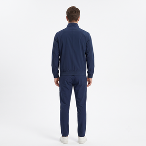 Ensemble de survêtement deux pièces zippé pour homme en polyester/spandex épais délavé, coupe-vent à col montant uni, séchage rapide - Product Image 2