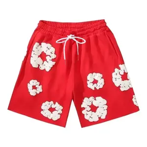 Shorts en coton imprimé tendance d'été, design décontracté ample, taille mi-haute, satin, séchage rapide, respirant, cordon de serrage à l'avant, vente chaude - Product Image 3