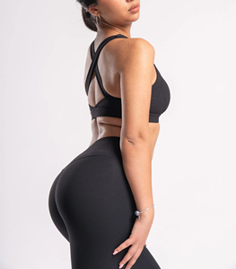 Ensemble soutien-gorge et leggings de sport noir pour femmes Leggings taille haute Gym Workout Outfit Fitness Activewear Matching Sports Bra Leggings - Product Image 2