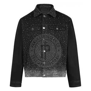 Veste jeans en strass pour hommes, vêtements d'extérieur élégants, veste jeans en strass à la mode avec design personnalisé - Product Image 1