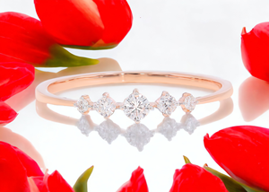 Whimsical 0.14Ct Round Lab Grown Diamond Anillo de 5 piedras en oro rosa de 14K OEM Venta al por mayor Anillo de diamantes de amor personalizable - Product Image 5