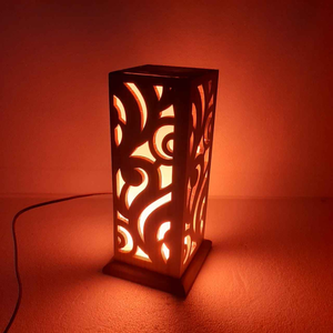 <b>Pine</b> Wood Nightstand <b>Table</b> Lamp by tradebit - Product Image 1