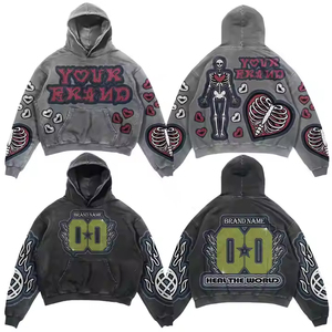 Hoodies courts vintage en molleton délavé avec broderie appliquée, design personnalisé, logo, hiver, 100% coton, les plus vendus - Product Image 3