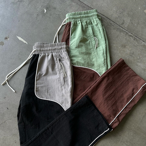 Pantalons pour hommes à la mode, légers, taille haute, délavés, anti-rides, décontractés, style sport, devant plat, coupe ajustée, en nylon pour hommes - Product Image 3