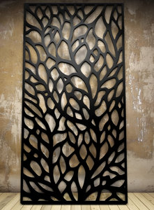 Black Metal Laser Cut Privacy Screen Fence Modern Outdoor Decorative Panel Weatherproof <b>Partition</b> Wholesale Export from India - Product Image 2