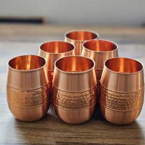 Gobelet indien en cuivre fait à la main verre à eau ayurvédique Drinkware qualité d'exportation d'Inde - Product Image 3