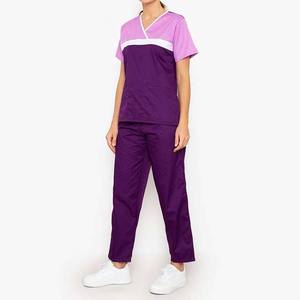 Uniformes de Hospital de Diseño Personalizado OEM en Color de Contraste, Uniformes Médicos de Jersey y Pantalones de Manga Corta 100% Poliéster Nailon para Mujer - Product Image 2