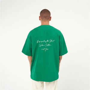 Camiseta extragrande de algodón pesado 100% para hombre estilo Hip Hop con logotipo de marca personalizado de longitud larga - Product Image 2