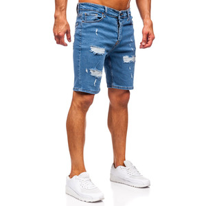 Best Selling Summer Streetwear Straight Custom Jorts <b>Baggy</b> Style Distressed Washed Denim <b>Shorts</b> <b>Men</b> - Product Image 3