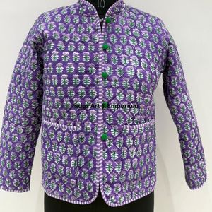 Chaqueta Acolchada de Algodón Vintage Hecha a Mano, Chaqueta Jaipuri de Algodón Vintage de Manga Larga - Product Image 2