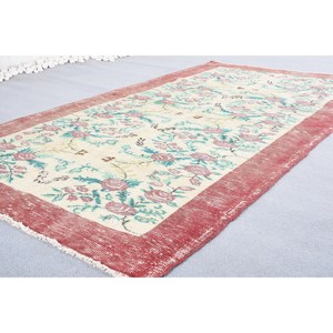 Alfombra clásica Beige roja Floral turca de área grande 4,3X8,1 pies de látex de lana forma Rectangular 10mm Patchwork abstracto para pasillo - Product Image 3