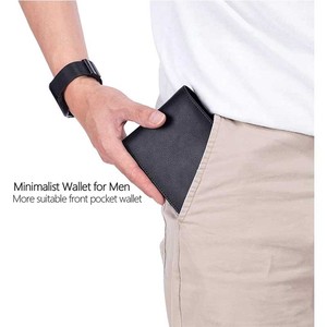 กระเป๋าสตางค์หนังแท้แบบเปิดโล่งมีสไตล์กระเป๋าสตางค์หนังดีไซน์วินเทจบุด้วยผ้าใบไนลอนลายโลโก้ - Product Image 3