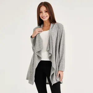 Best Material Winter Casual Long Sleeve Women's Sweater Rollio Waterfall Knit Plain Premium Winter Clothes Cardigans