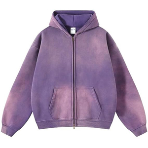 Urban Men Winter Acid Wash Zipper Hoodie 100% Cotton Premium Quality Custom Logo OEM Streetwear Fast Shipping Bulk Wholesale quantité minimale de commande - Product Image 6