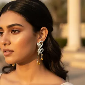 Pendientes de Oro de 18K con Citrino Vintage para Mujer - Product Image 1