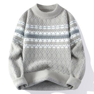 Pull en tricot jacquard uni pour homme, hiver 2025, dernier design, service OEM, personnalisé, devant en coton, anti-boulochage, anti-froissement - Product Image 2