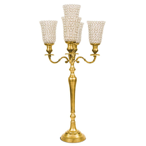 Metal 5 Arms Gold <b>Candelabra</b> for Wedding Decoration Handmade Latest Arrival Design Crystal <b>Candelabra</b> Home and Party Decoration - Product Image 1