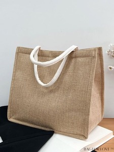 ถุงปอกระเจาด้านบนดีไซน์เรียบง่ายที่จับที่สมบูรณ์แบบสำหรับการช้อปปิ้งใช้ในชีวิตประจำวันที่มีคุณภาพสูงสุดถุงผ้าใบทำด้วยมือ - Product Image 4