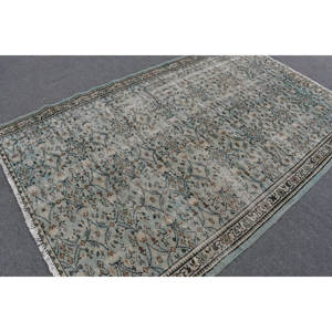 Alfombra de lana Vintage azul Beige de 5,4x8,2 pies, área grande clásica, rectángulo turco, patrón abstracto, Salas, modelo de habitación, respaldo de látex de 4m - Product Image 2