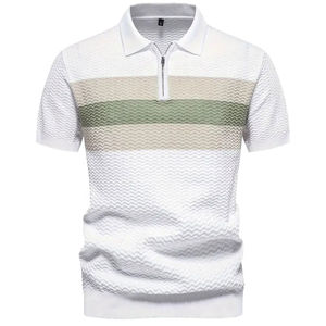 Polo de Manga Corta con Cremallera para Hombre, Camisa Cómoda de Punto, Talla Grande, Lisa, Secado Rápido, Primavera y Verano - Product Image 1