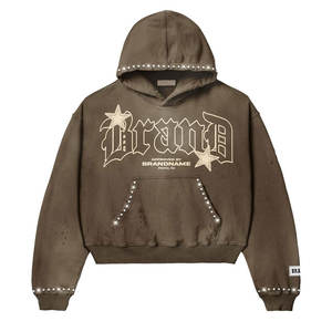 BRAND Hoodie and Sweatpants Set Trendy Zip-Up with Rhinestone Details and Star Design <b>Tracksuit</b> High Quality Fabric <b>Tracksuit</b> - Product Image 4