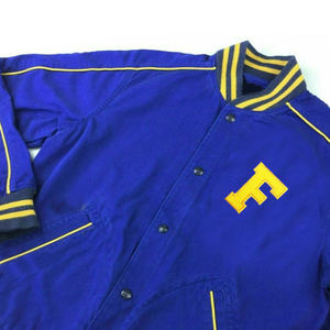 Veste de baseball universitaire réversible en cuir de couleur unie avec logo personnalisé et patchs propres pour hommes - Product Image 4