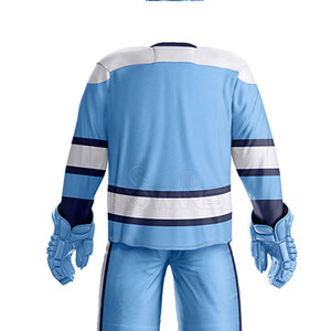 Uniforme de hockey sobre hielo de poliéster de alta calidad hecho en fábrica Técnica de impresión de diseño personalizado Precio bajo Ropa deportiva Nombre del equipo OEM - Product Image 6
