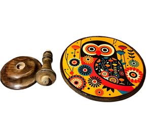 Soporte de madera para pastel de búho retro, soporte de mesa de boda, soporte de exhibición de postre hecho a mano, mango de madera - Product Image 6