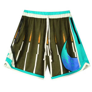 Pantalones cortos de baloncesto de malla 100% para adultos y jóvenes, ropa de entrenamiento deportivo estampada, transpirable y cómoda, precio al por mayor - Product Image 3