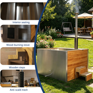 <span class=keywords><strong>Spa</strong></span> extérieur de luxe en cèdre rouge et acrylique, jacuzzi en acier inoxydable 304 avec poêle à bois pour villa/hôtel/maison - Product Image 3