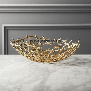 Tendance Motif Arrivée Haute Grade Fil Métallique Plaqué Or Fait Ensemble de 3 Bols de Table de Designer d'Art Créatif Moderne - Product Image 4