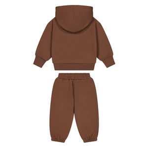 Ensemble de survêtement personnalisé pour enfants en molleton brun respirant en coton doux personnalisé pour l'hiver - Product Image 4