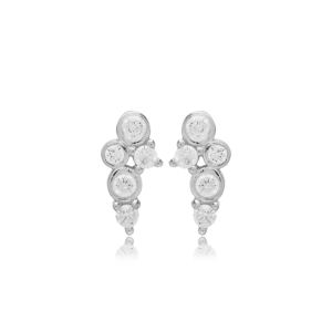 Pendientes de piedra de circón de diseño redondo hechos a mano, joyería pequeña minimalista de plata de ley al por mayor turca - Product Image 4