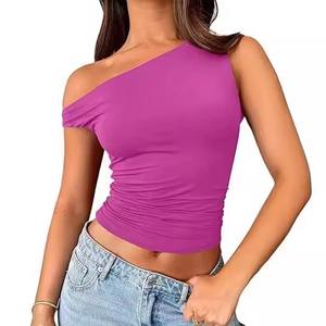 Fabricant de vêtements de marque été blanc Sexy demi manches débardeur marque de mode côtelé Yoga Crop Tops femmes - Product Image 2