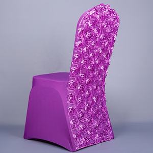 Wholesale Rosette Purple <b>Chair</b> Slipcovers Set Wedding Fitted Table Clothes and Dining <b>Cover</b> Plain Dyed Spandex/Polyester - Product Image 1